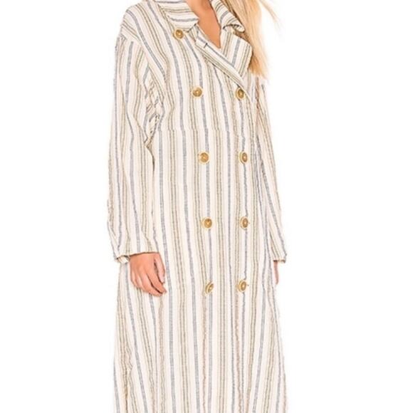 Free People Sweet Melody Stripe Size XS Trench Coat - Picture 8 of 13